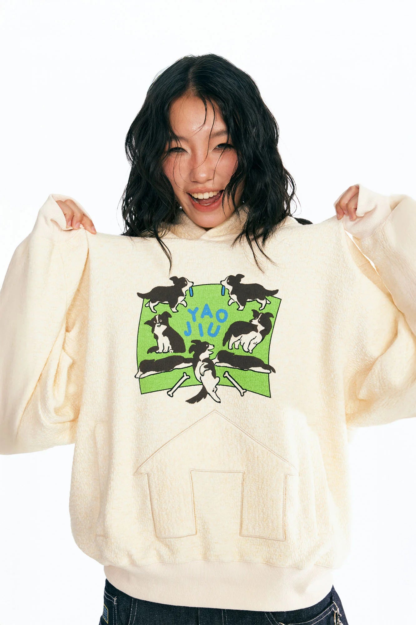 1997 POSTOFFICE Puppy Paradise Graphic Oversized Hoodie