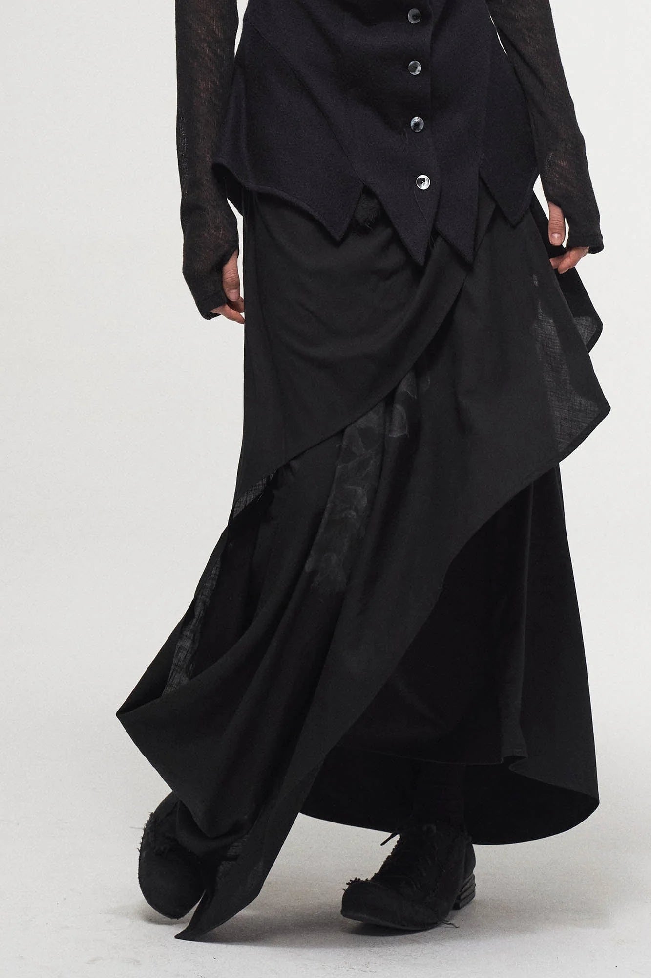 ILNya Nieternite Nifutur Asymmetrical Draped Layered Mulberry Silk Skirt