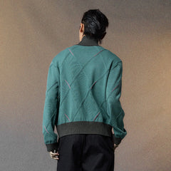 ALVNG AR ANTS Geometric Stitch Zip-Up Sweater