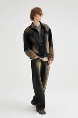 ORGANIC EMOTION Faded Spliced Pocket Denim Jacket