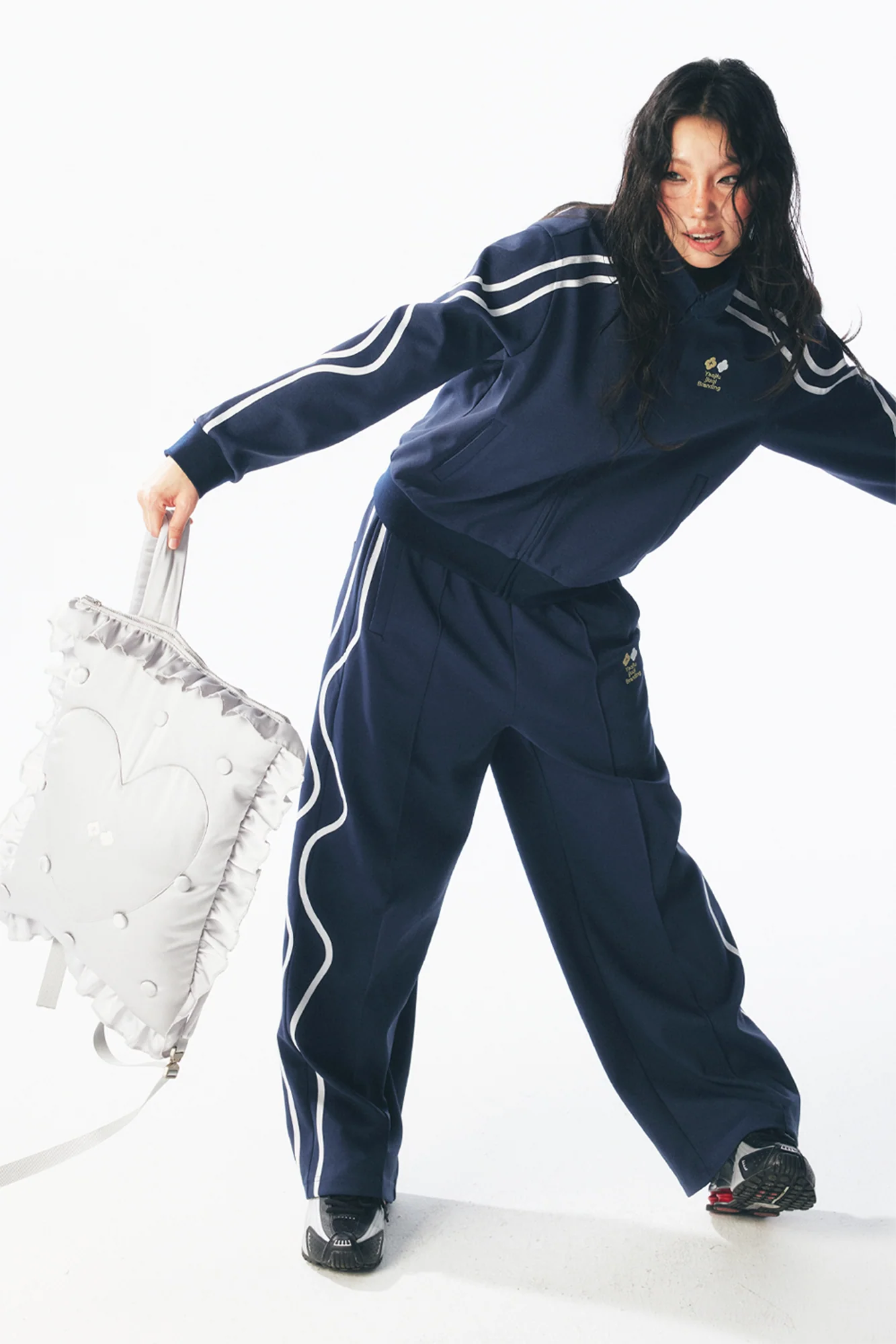 1997 POSTOFFICE Contrast Curved-Stripe Quick-Dry Track Pants