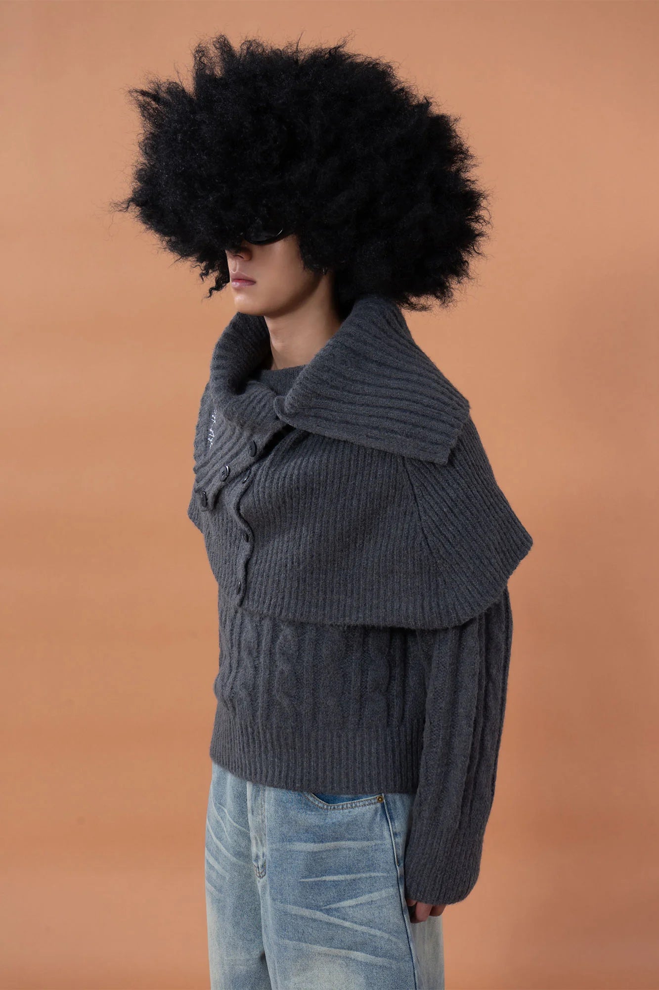 CLP Detachable Capelet Collar Layered Sweater
