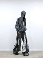 RELABEL Layered Multi-Zip Drawstring Sweatpants Gray