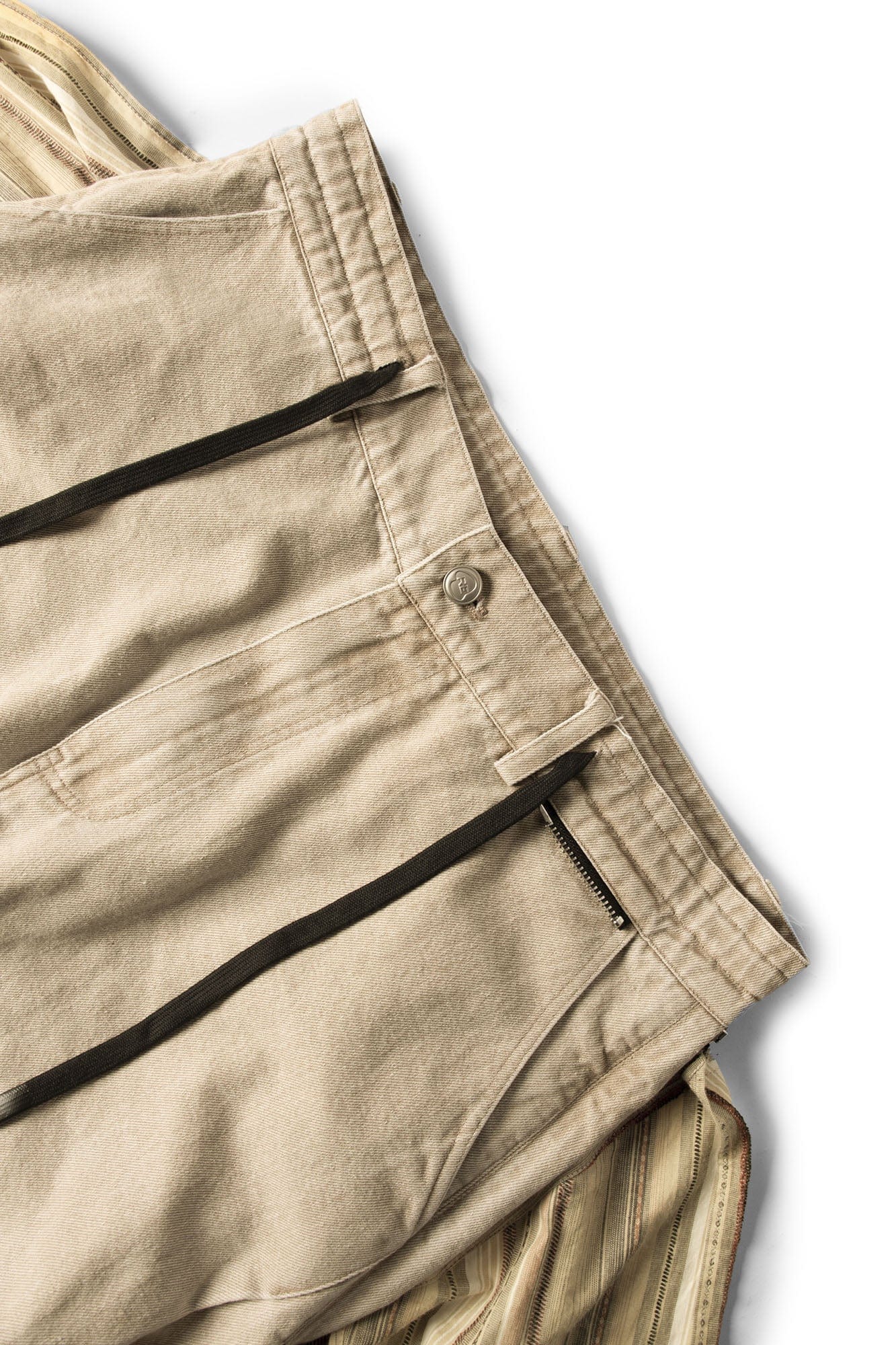 RELABEL Detachable Drape Drawstring Baggy Jeans Brown