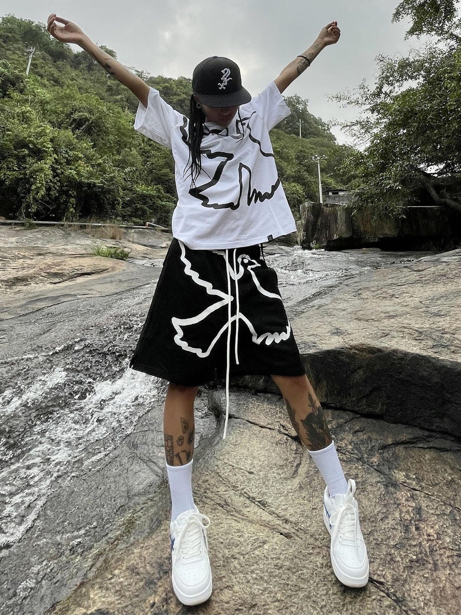 VINKID Dove Graphic Drawstring Sweat Shorts