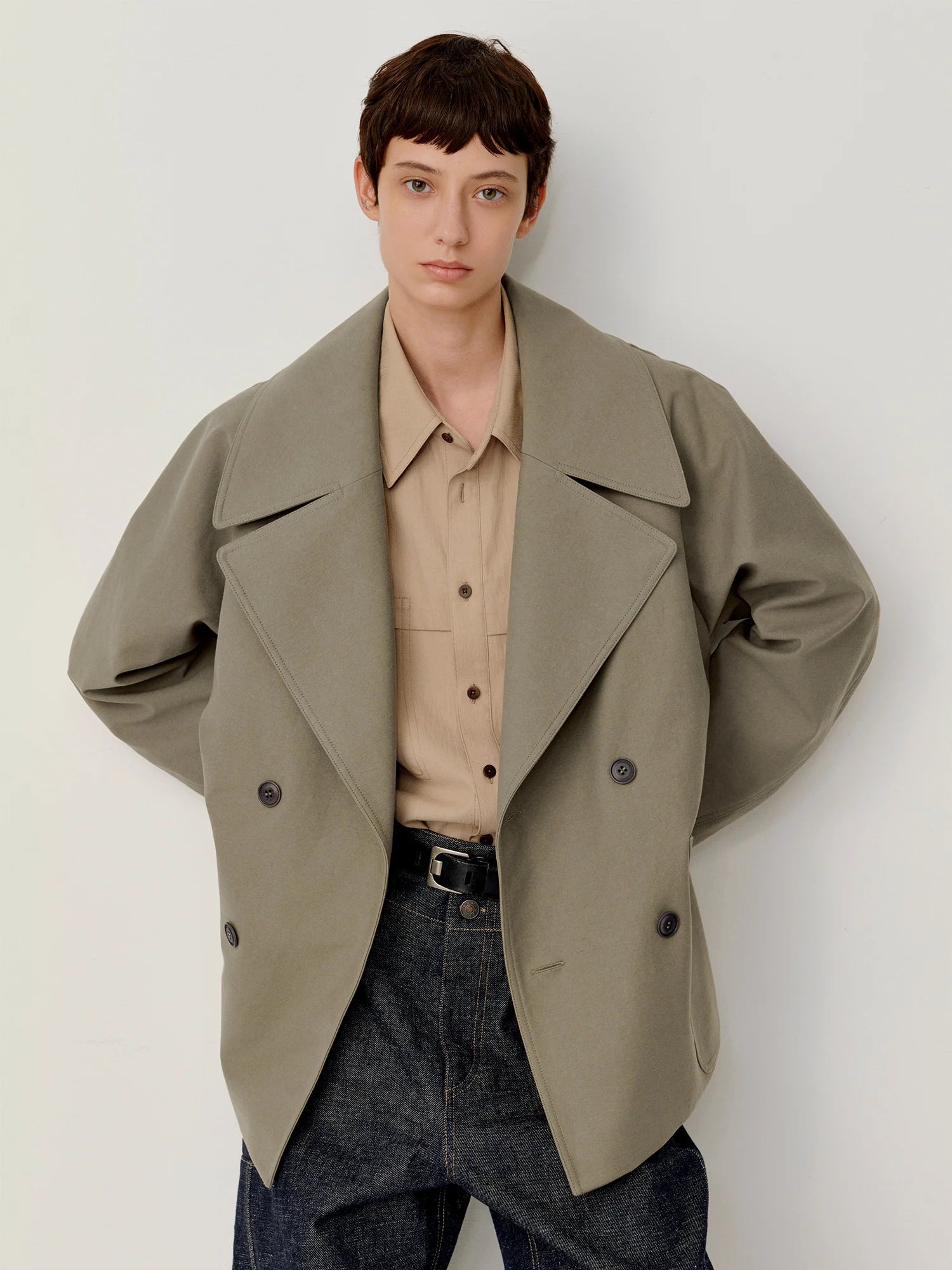 OPICLOTH Classical Double-Breasted Oversized Jacket