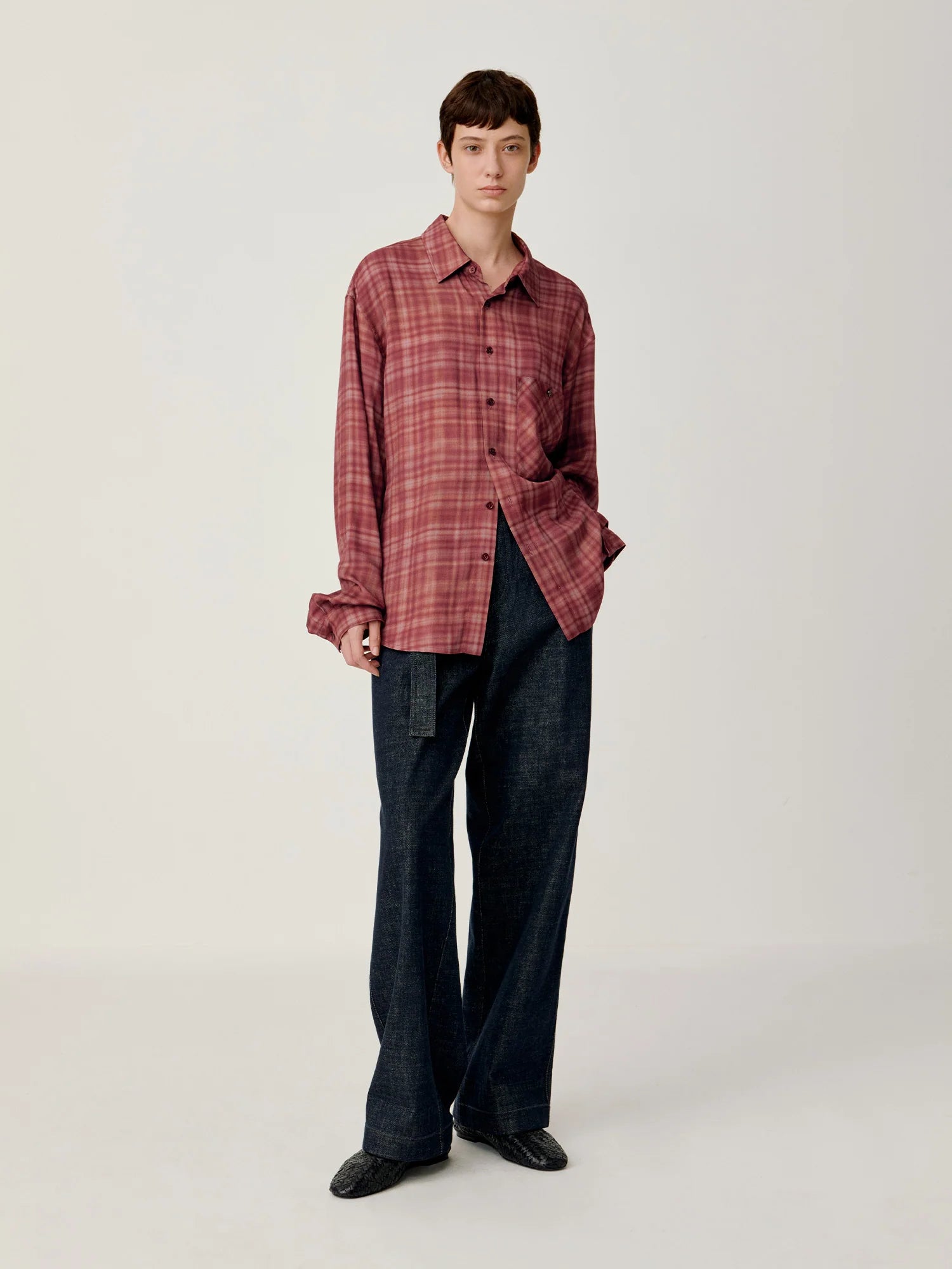 OPICLOTH Classical Oversized Plaid Shirt