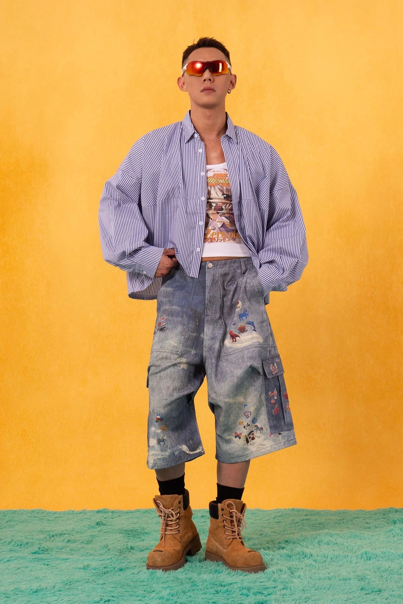 CLP Cropped Drawcord Hem Panel Shirt