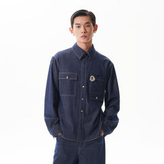 ORAL UTOPIA Classical Contrast-Stitched Utility Denim Shirt