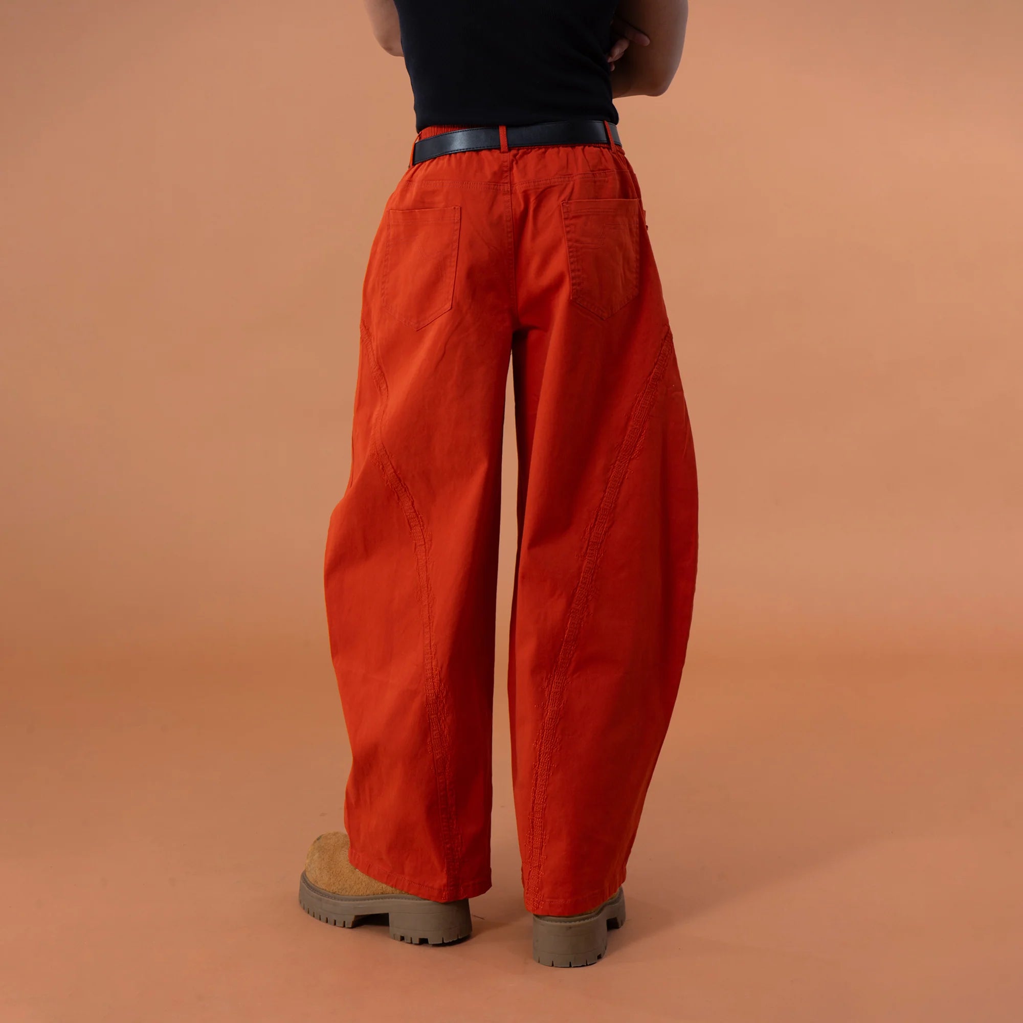 CLP Zigzag Contrast-Stitch Wide-Leg Pants