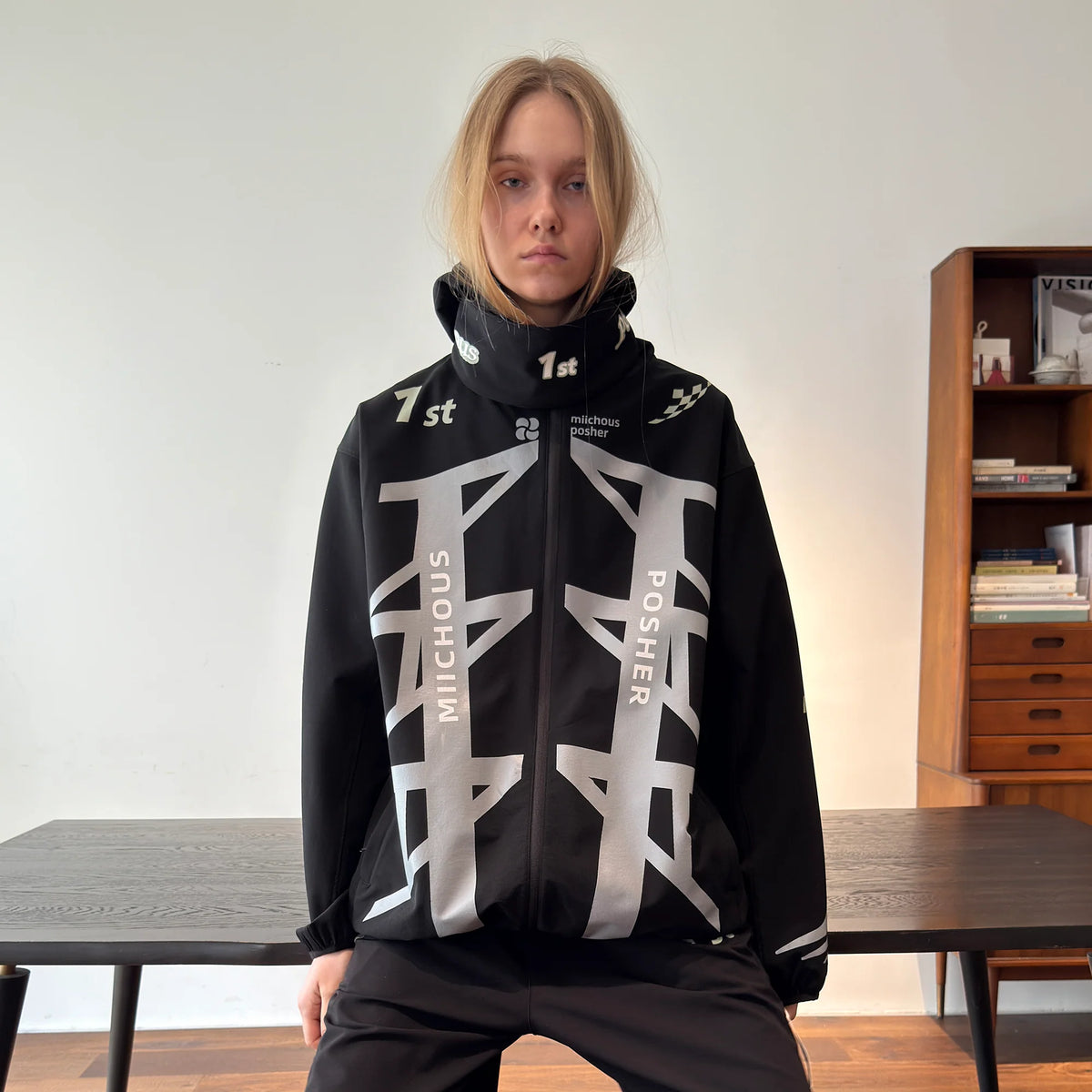 MIICHOUS 1st 3A Graphic Oversized Hooded Windbreaker