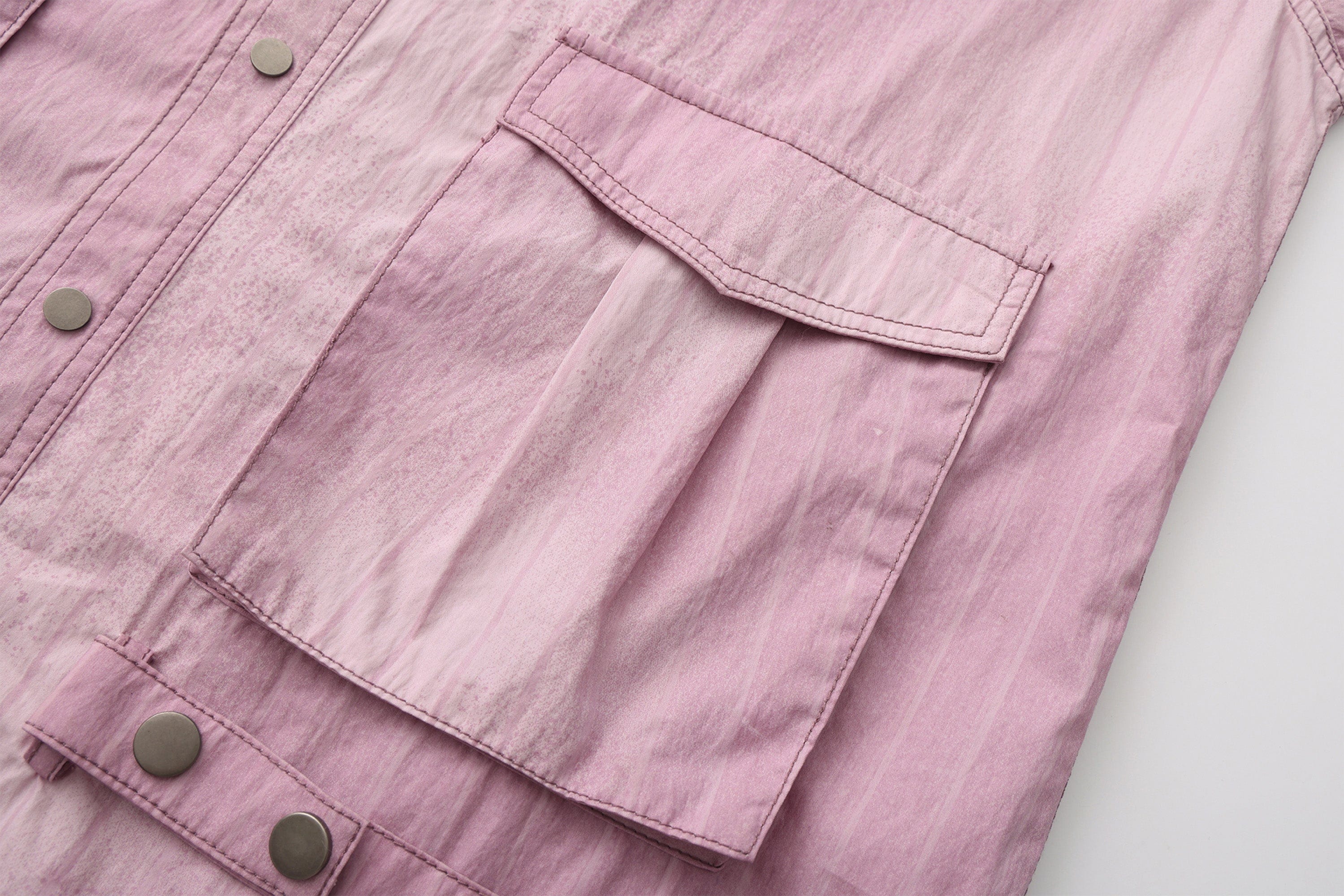 VANN VALRENCE Washed Multi-Pocket Striped Utility Shirt