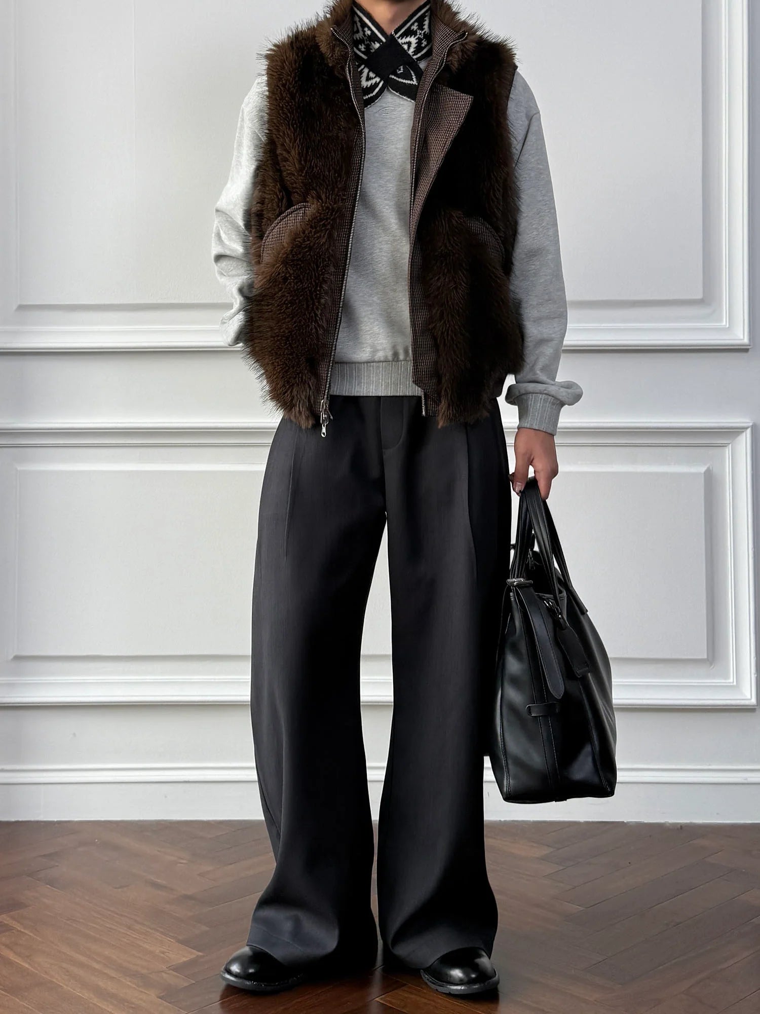 CATSSTAC Reversible Plaid Faux Fur Vest