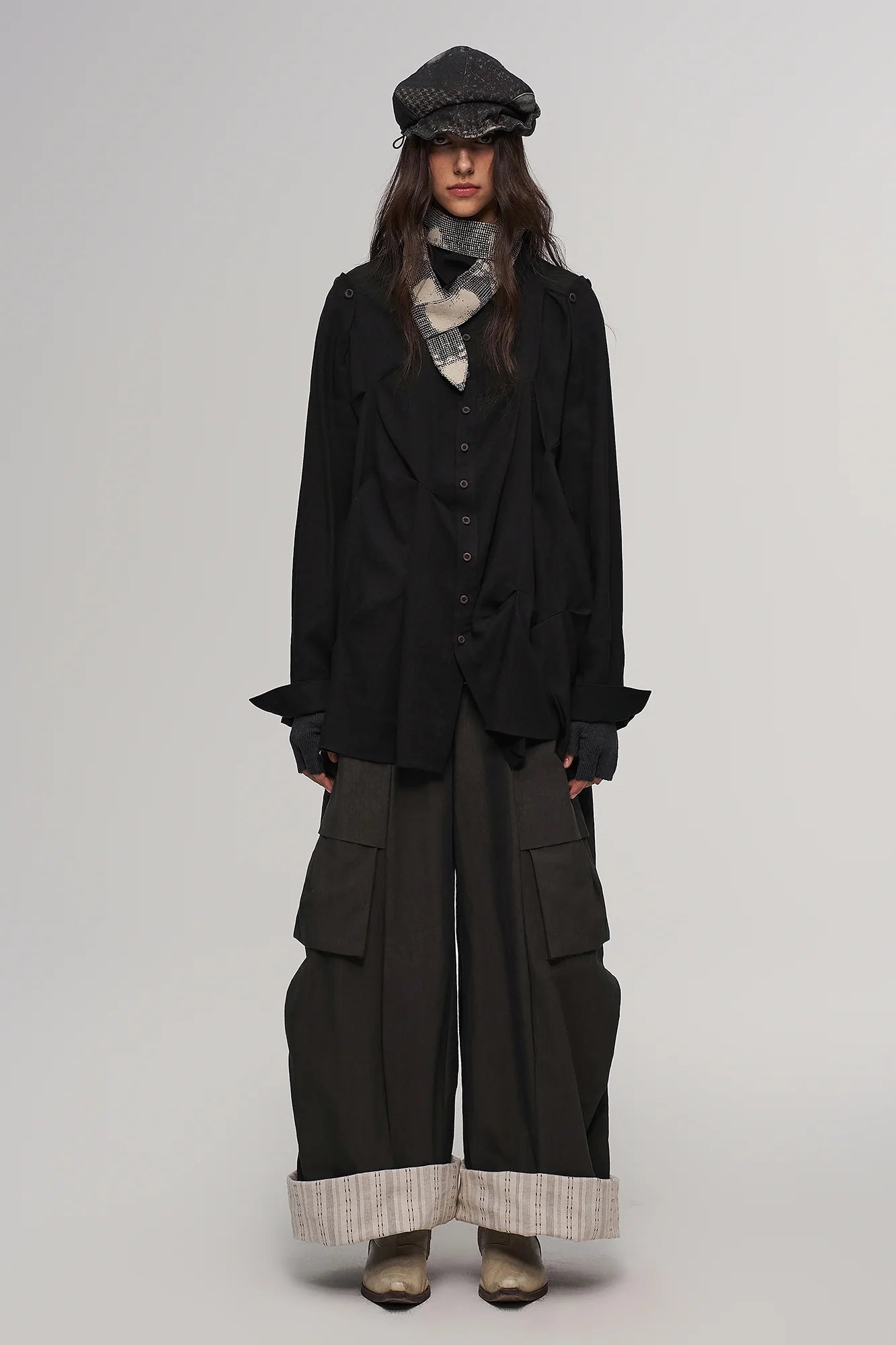 ILNya Nieternite Nifutur Deconstructed Houndstooth Newsboy Cap