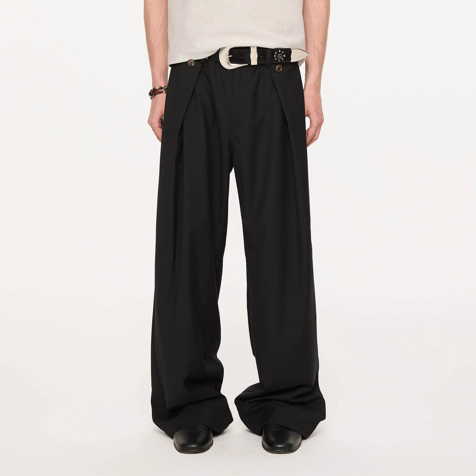 KREATE Inverted Pleats Wide-Leg Trousers