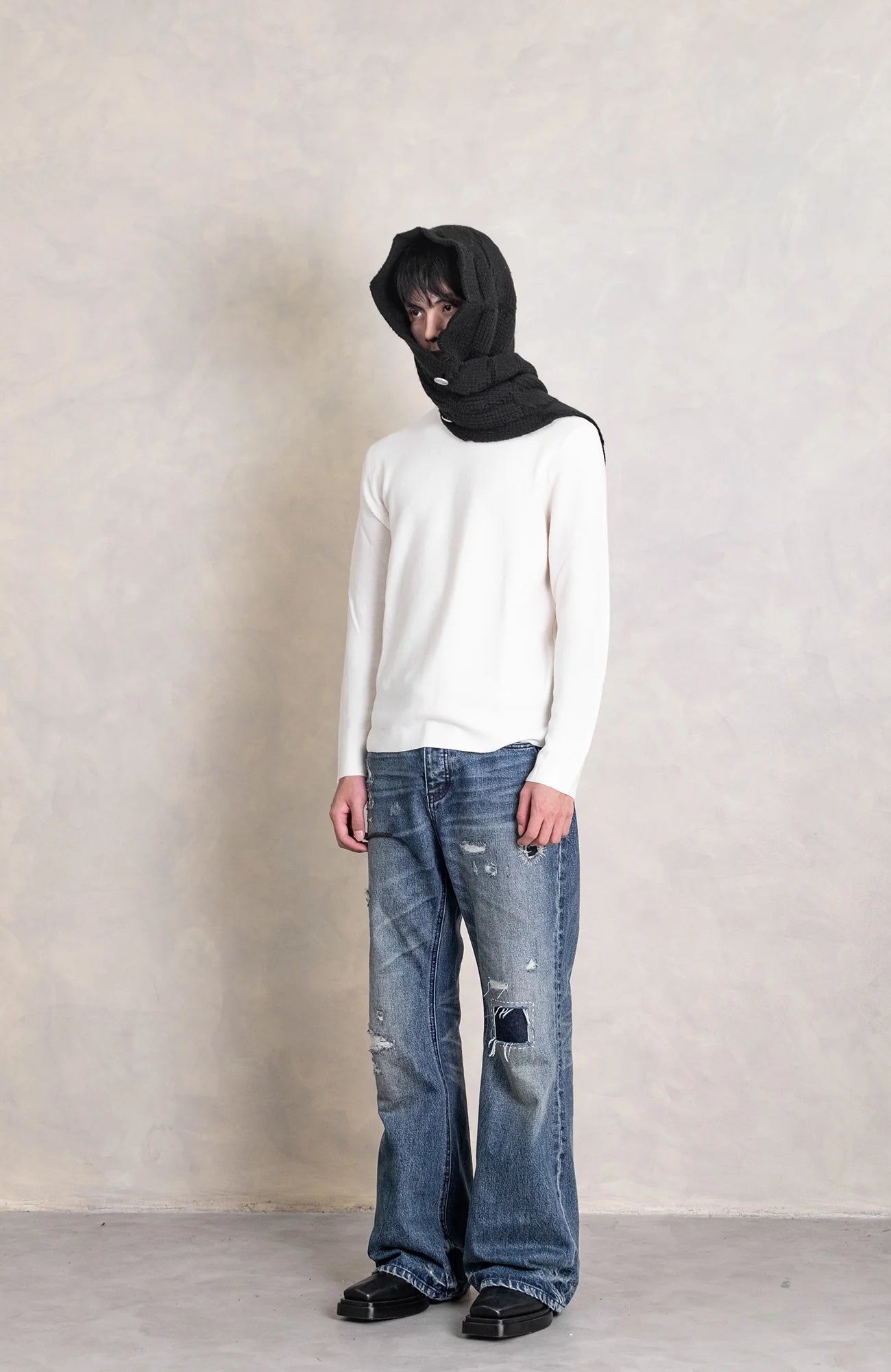 IN EXISTENCE Convertible Coin-Embellished Wool-Blend Scarf