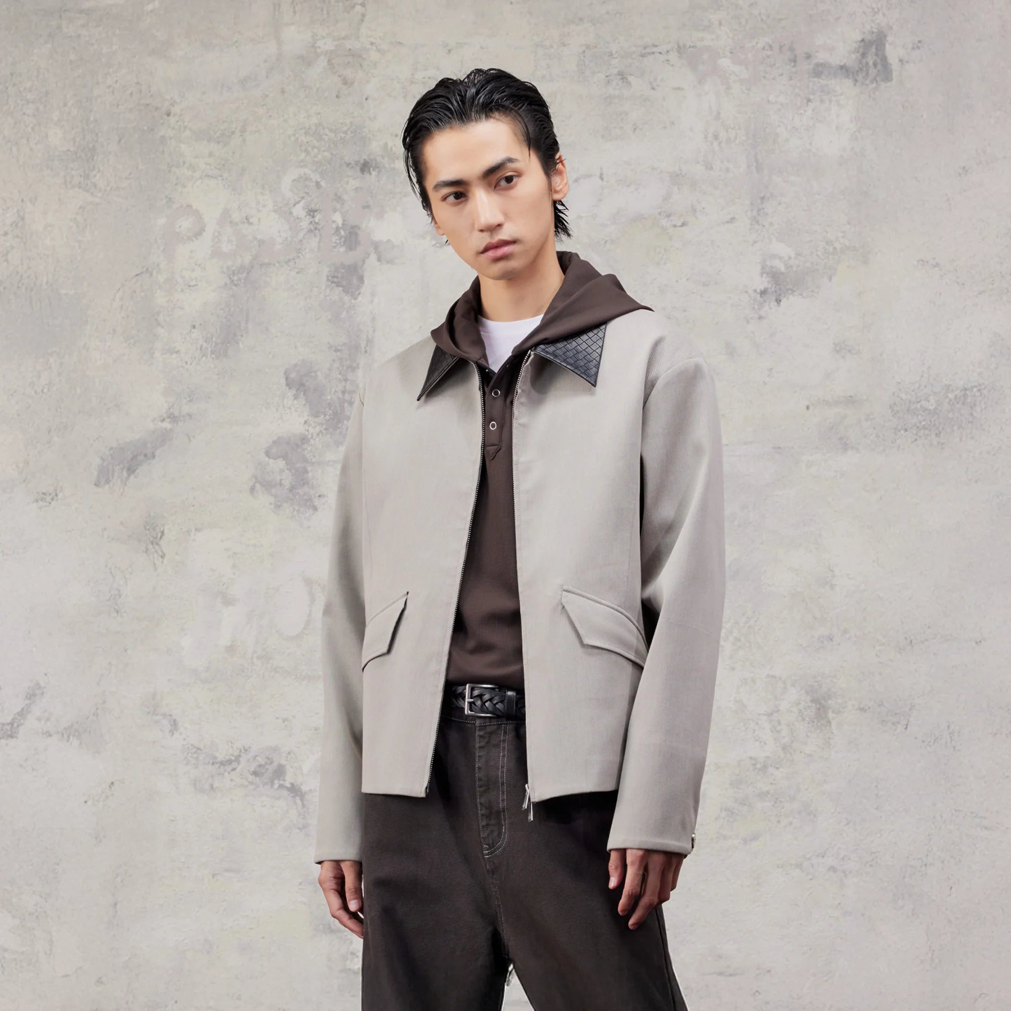 ALVNG AR ANTS Minimal Contrast Woven Collar Jacket