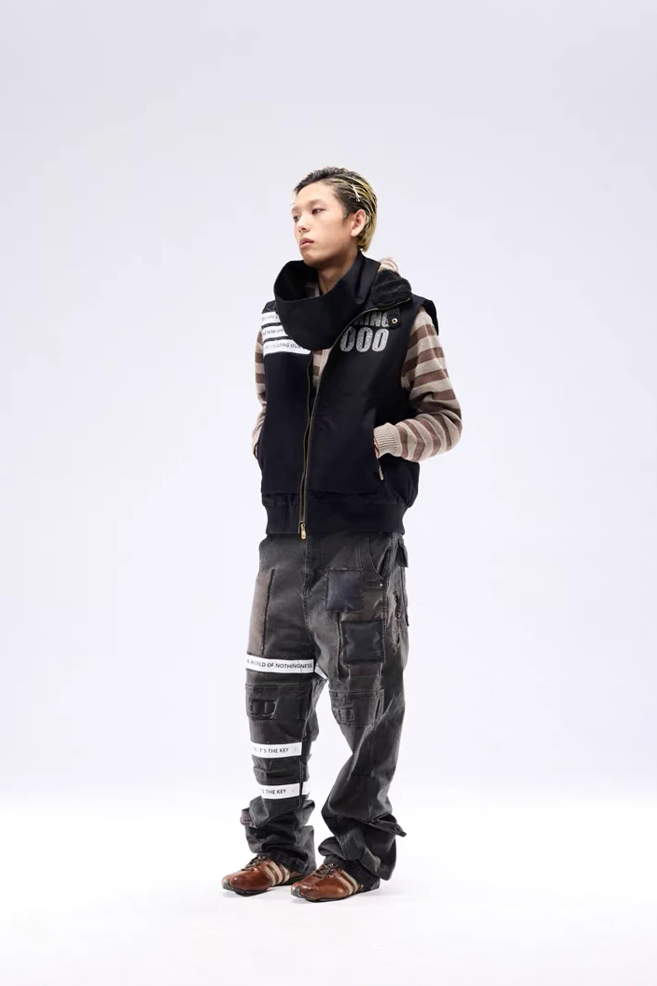 NOTHINGNESS WORLD Padded Funnel-Neck Zip Vest