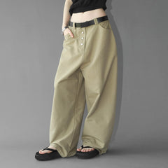 LABELROOM Essential Button-Up Curved Baggy Pants