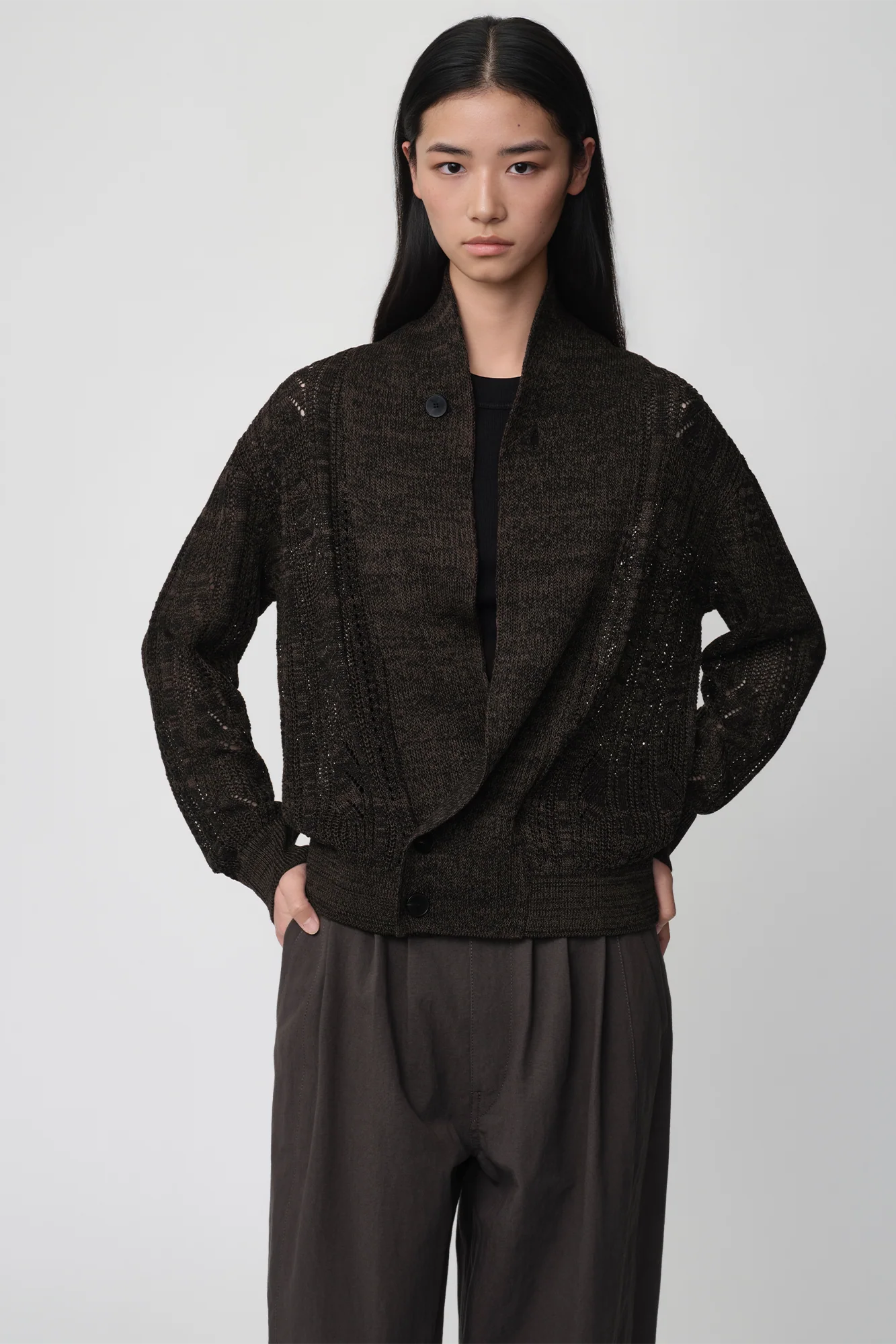 OPICLOTH Slouchy Open-Knit Cardigan