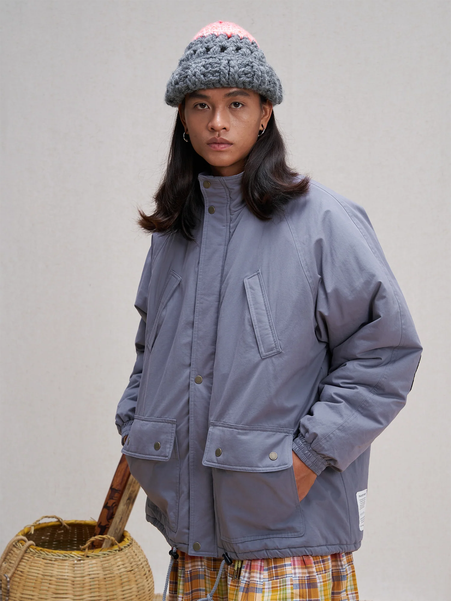 UNLIMITED MOTE Patchwork-Elbow Padded Utility Parka
