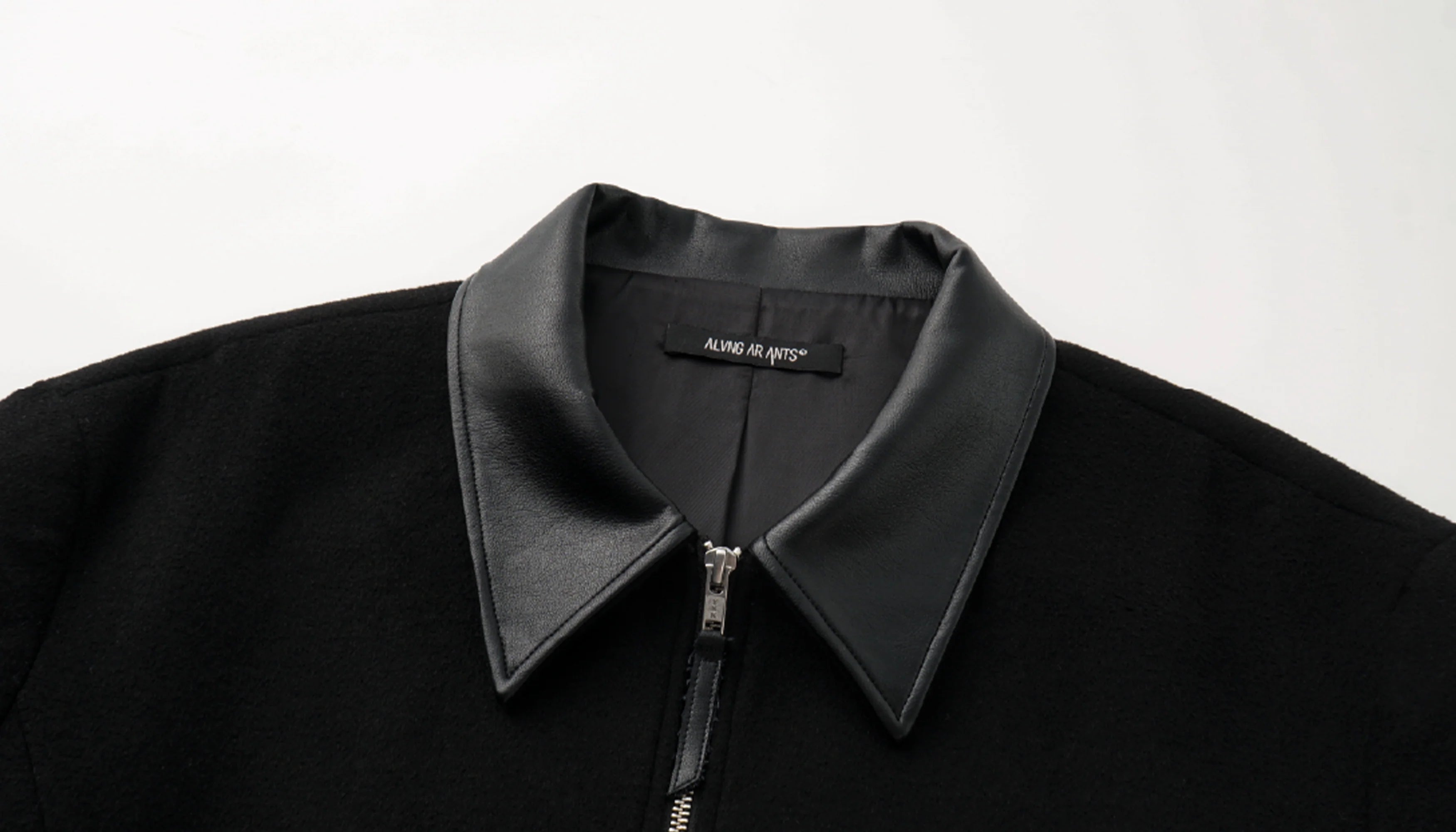 ALVNG AR ANTS PU Collar Wool-Blend Jacket