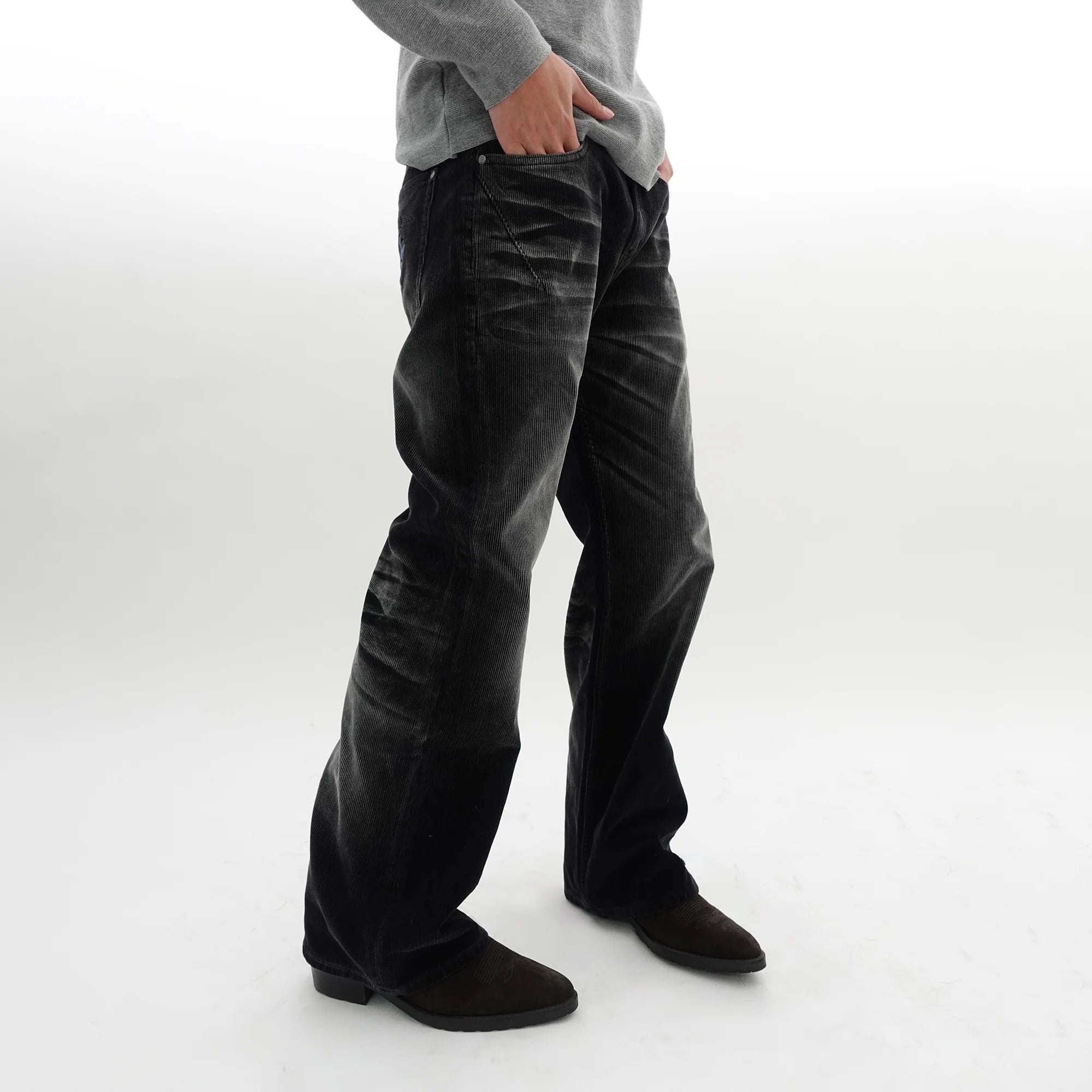 IN EXISTENCE Star Embroidered Corduroy Flare Jeans