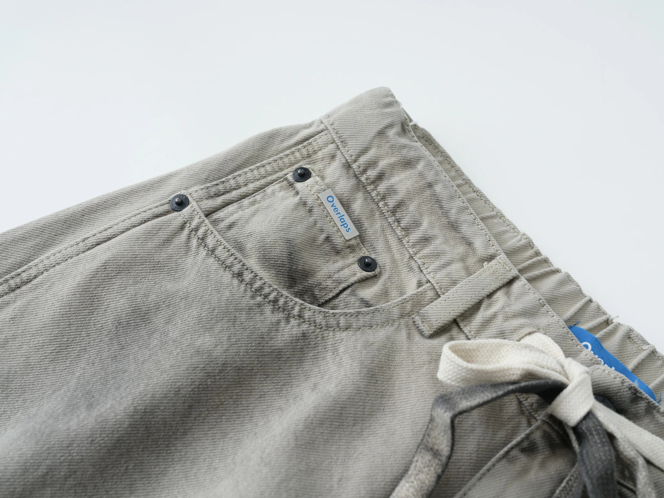OVERLAPS Washed Drawstring Wide-Leg Jeans