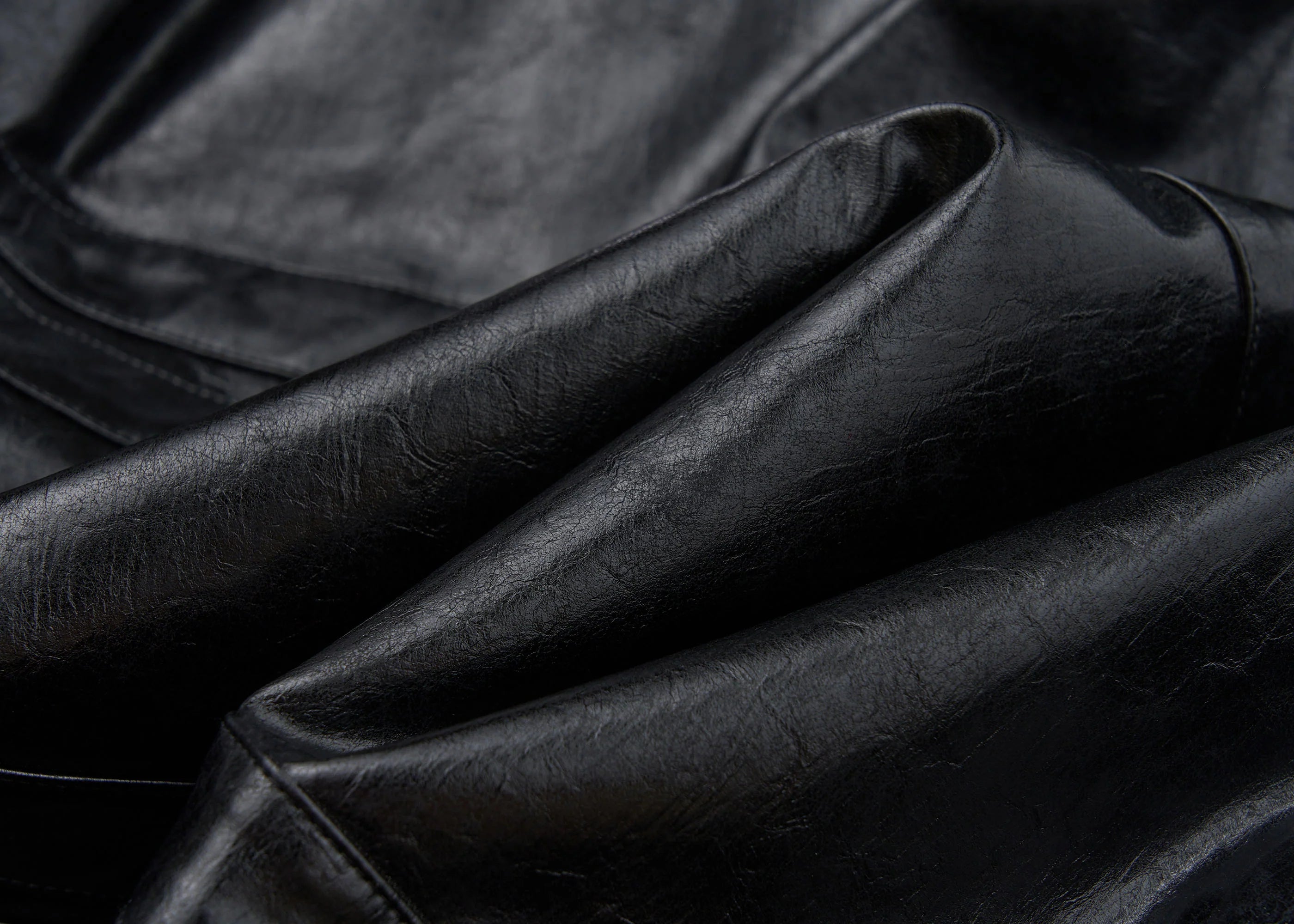 SAVAGEGROWTHWORLD Hook Buckle Faux Leather Puffer Jacket