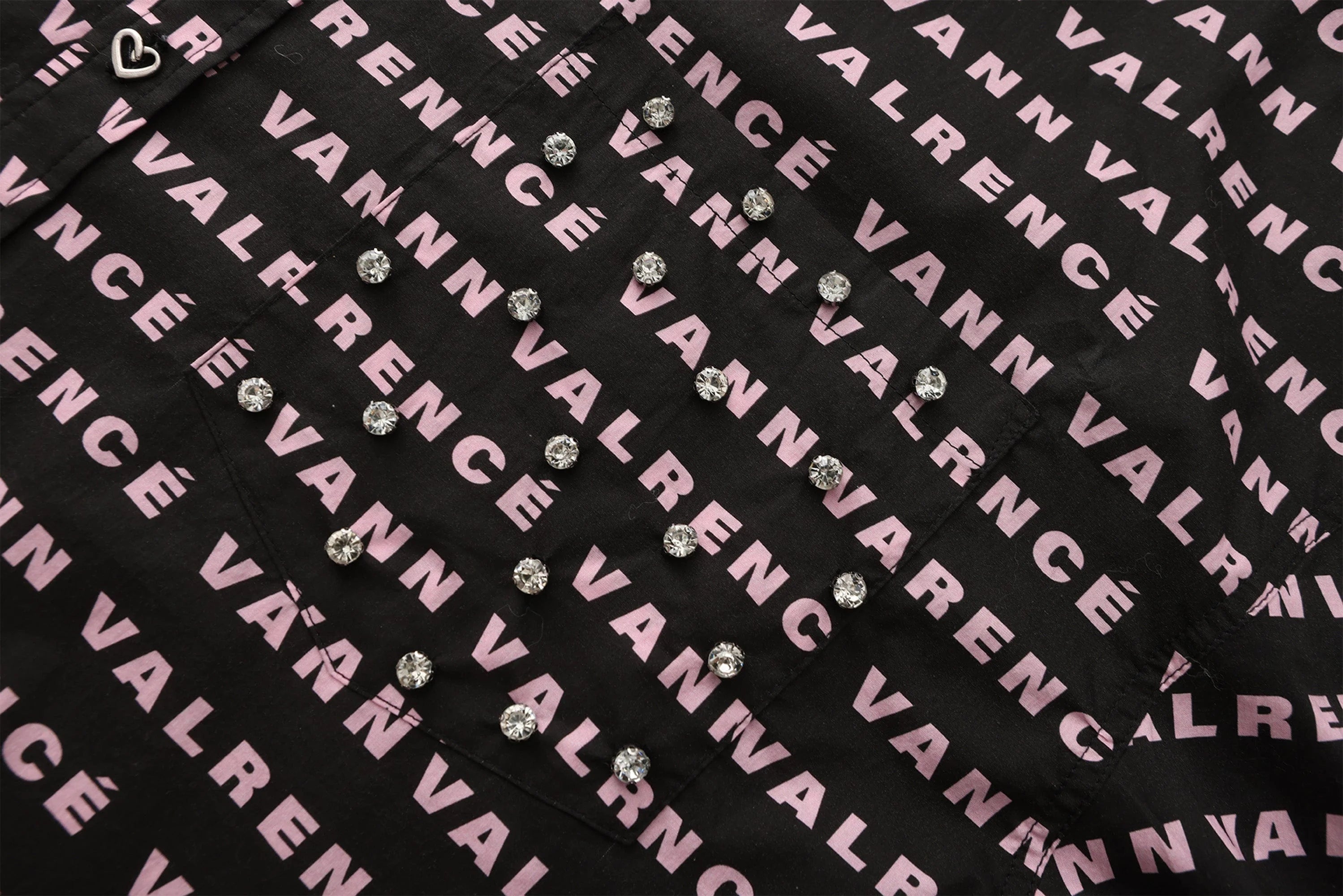 VANN VALRENCE Monogram Crystal-Studded Oversized Shirt