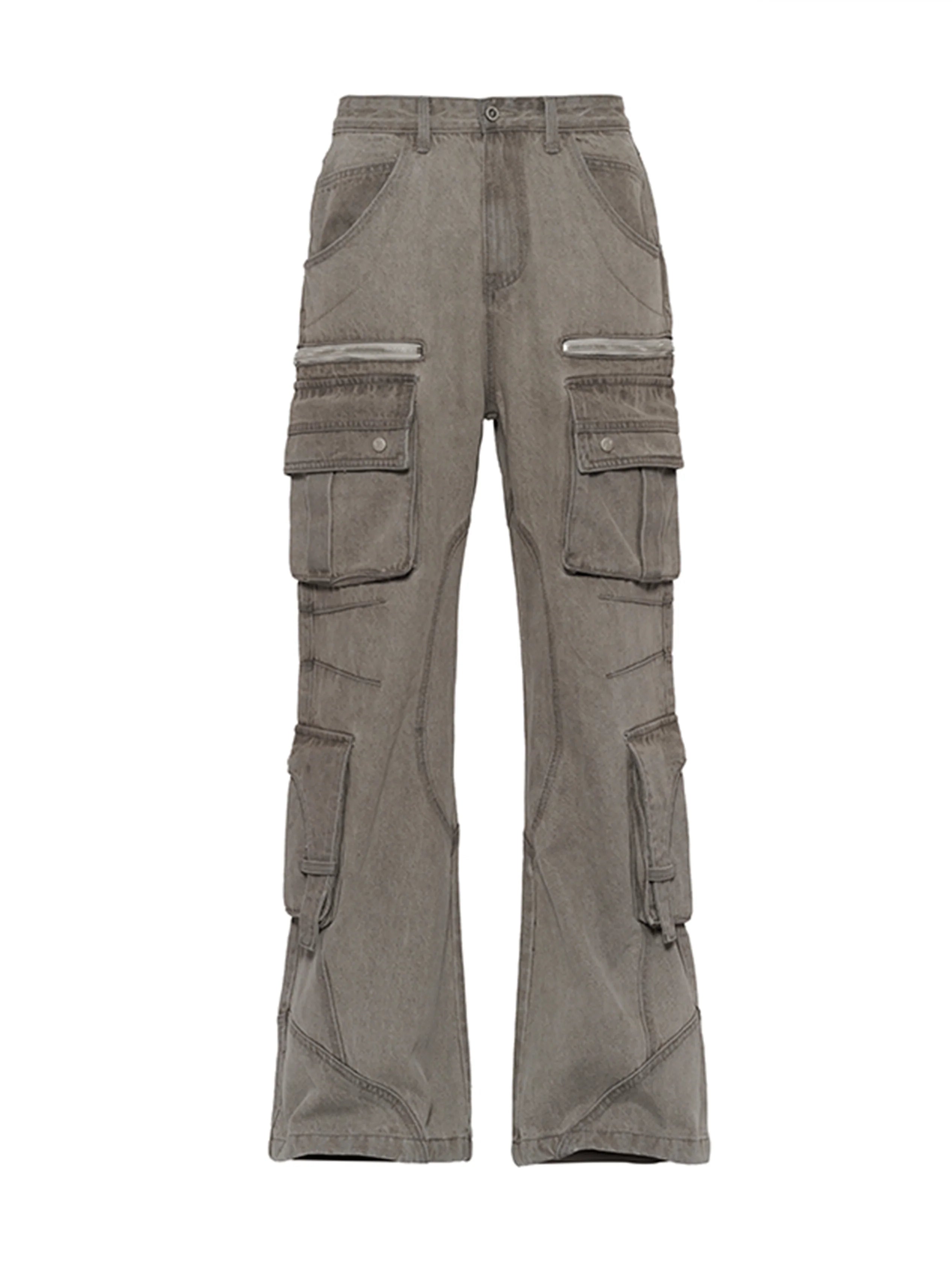 CATSSTAC Washed Multi-Pocket Utility Straight-Leg Jeans