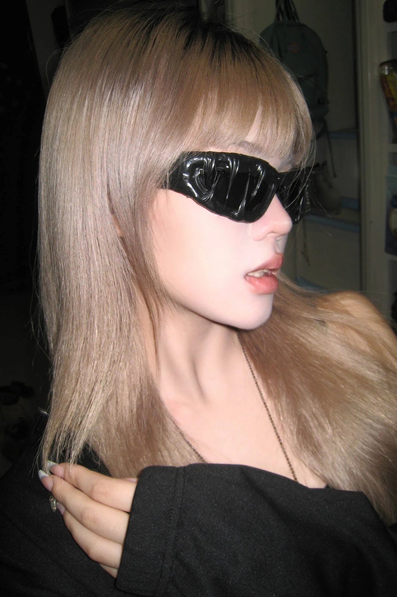 Pi0neeR Venom Melt Dripped Resin Sunglasses Black