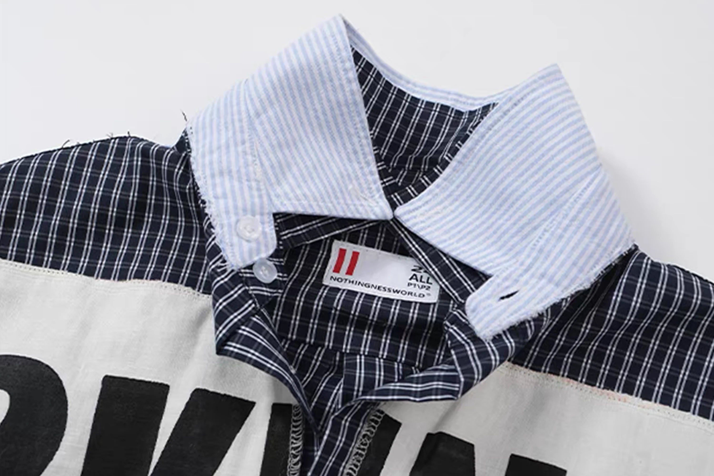 NOTHINGNESS WORLD Deconstructed Layered Graphic Spliced Shirt