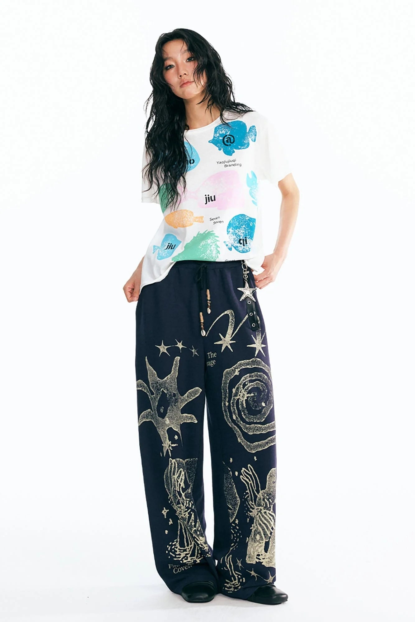 1997 POSTOFFICE Tribal Spiral Beaded Drawstring Sweatpants
