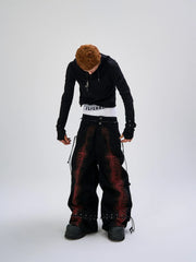 FLYERRER Washed Contrast Snakeskin Drawcord Wide-Leg Jeans