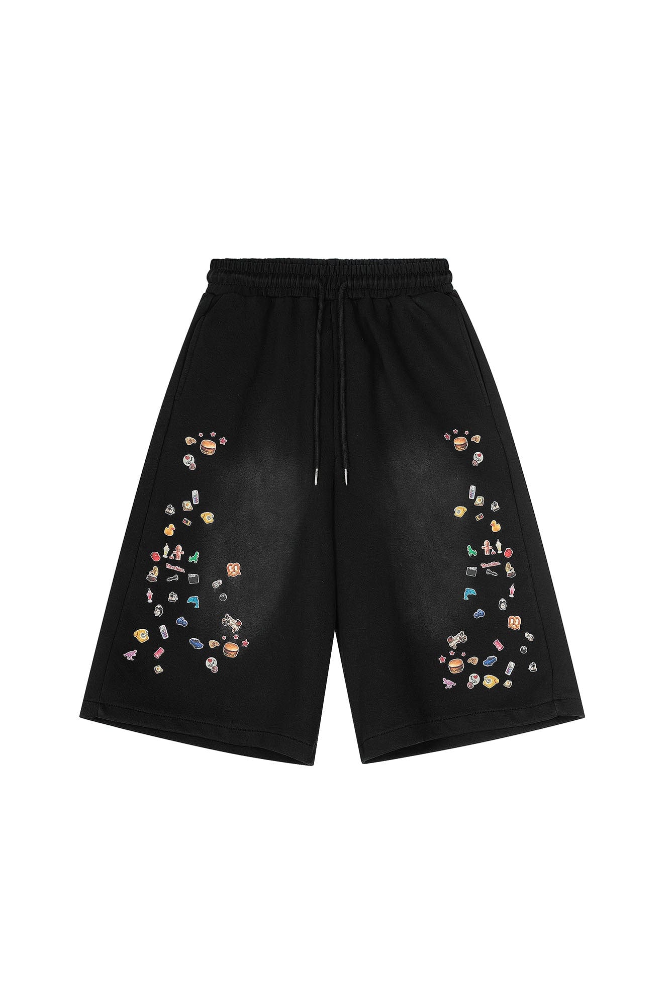 CLP Washed Stickers Drawstring Shorts