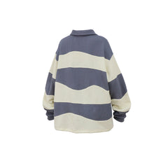 RELABEL Waffle-Knit Stripe Lace-Up Sweatshirt