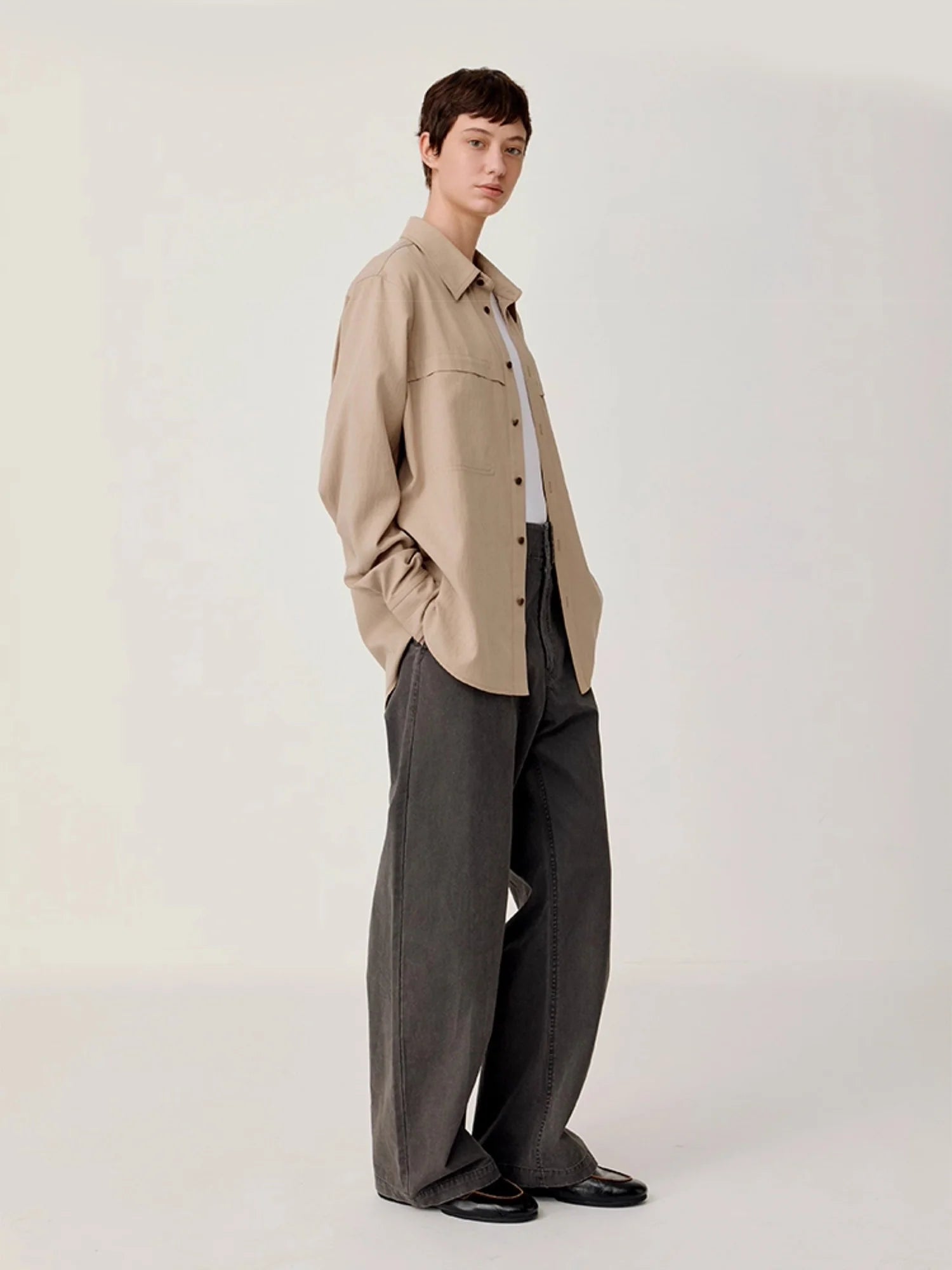 OPICLOTH Minimal Stitch Tencel-Blend Shirt