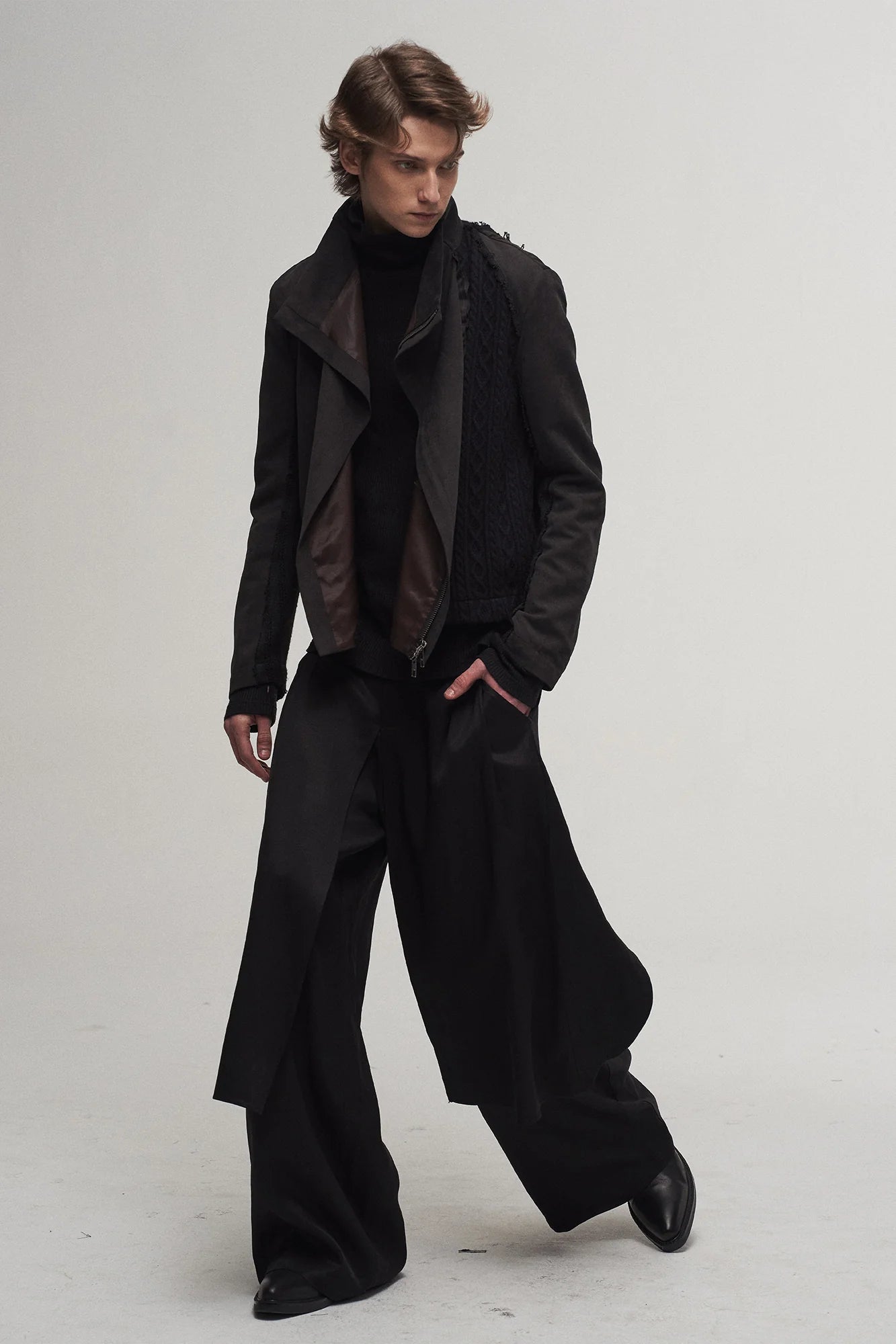 ILNya Nieternite Nifutur Asymmetrical Frayed Seam Ruffle Jacket