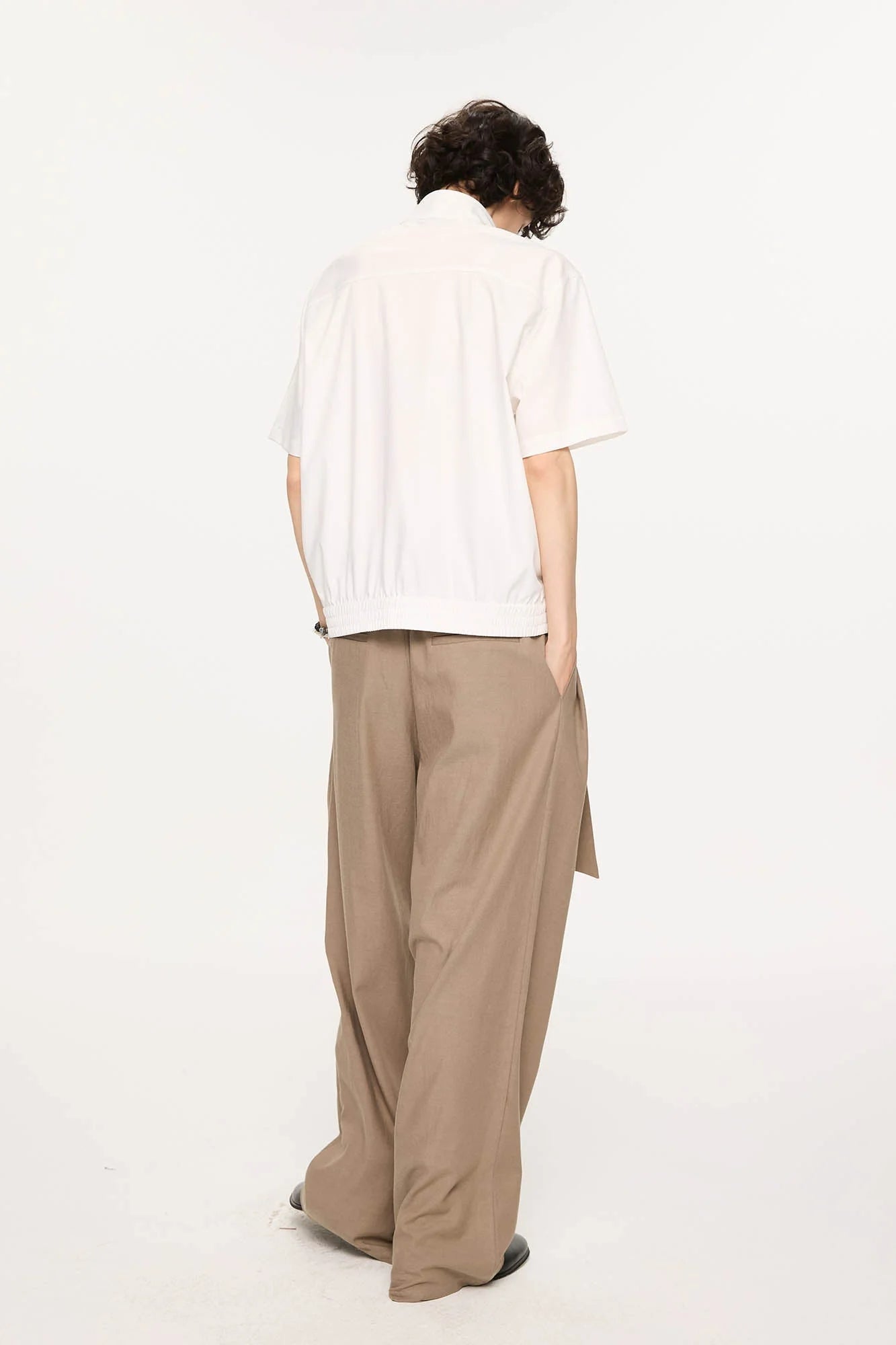 KREATE Harrington Stand-Collar Half Sleeve Shirt