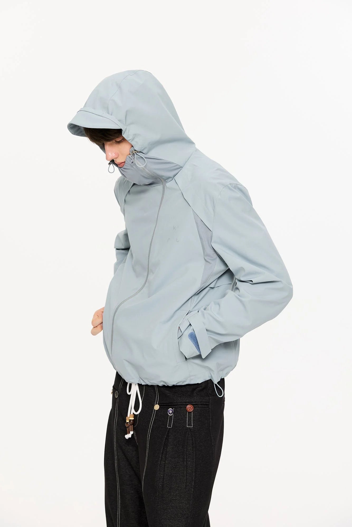 KREATE Asymmetric-Zip Teflon Hooded Jacket