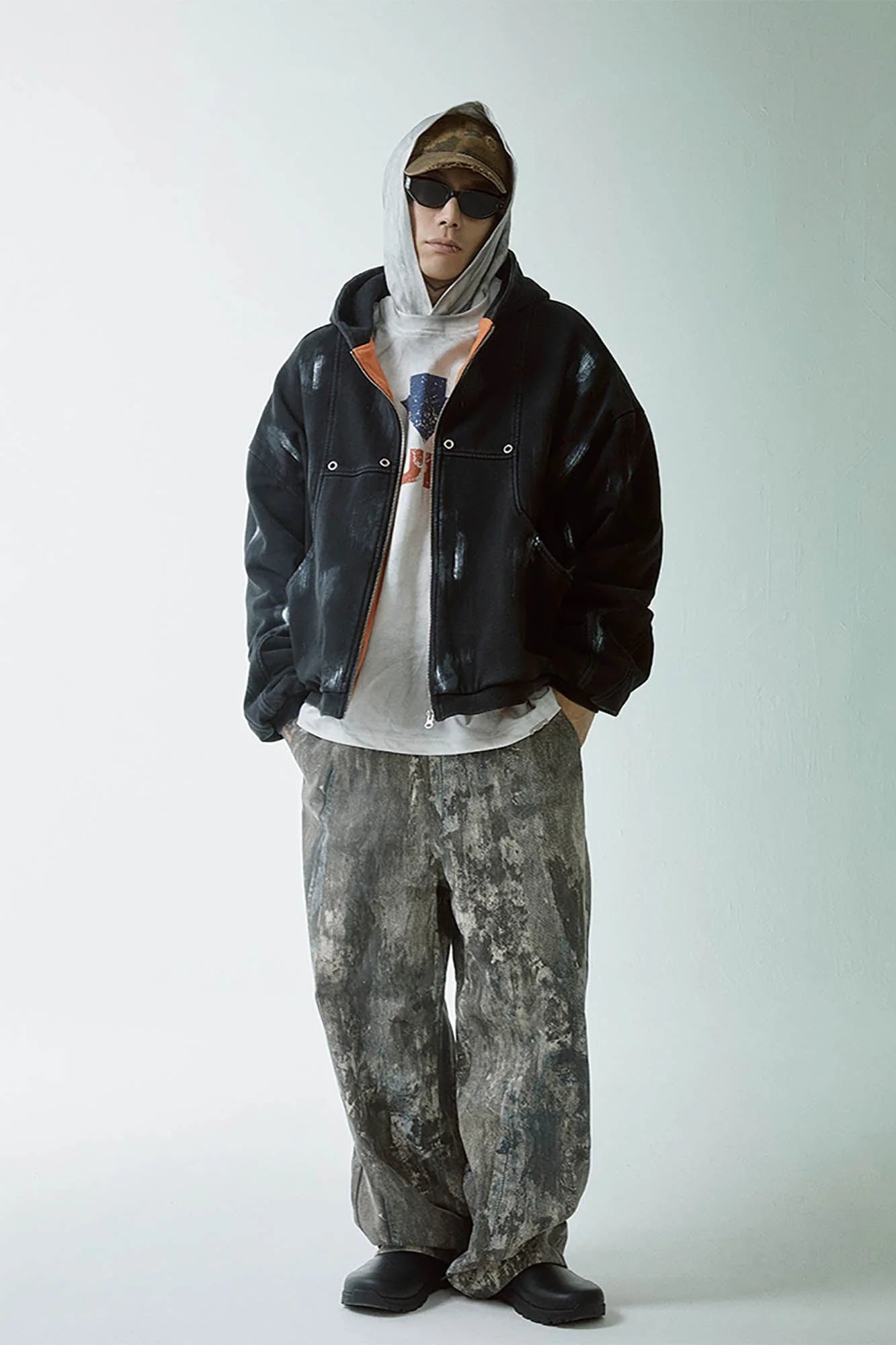 F2CE Brush-Paint Streak Hooded Jacket