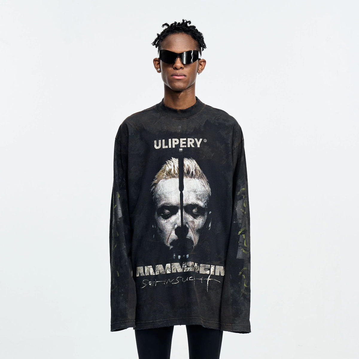 ULIPERY Rammstein Forehead Spike Long Sleeve Tee