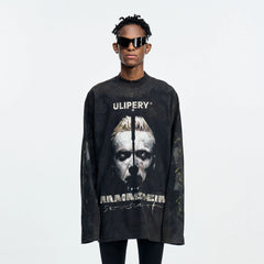 ULIPERY Rammstein Forehead Spike Long Sleeve Tee