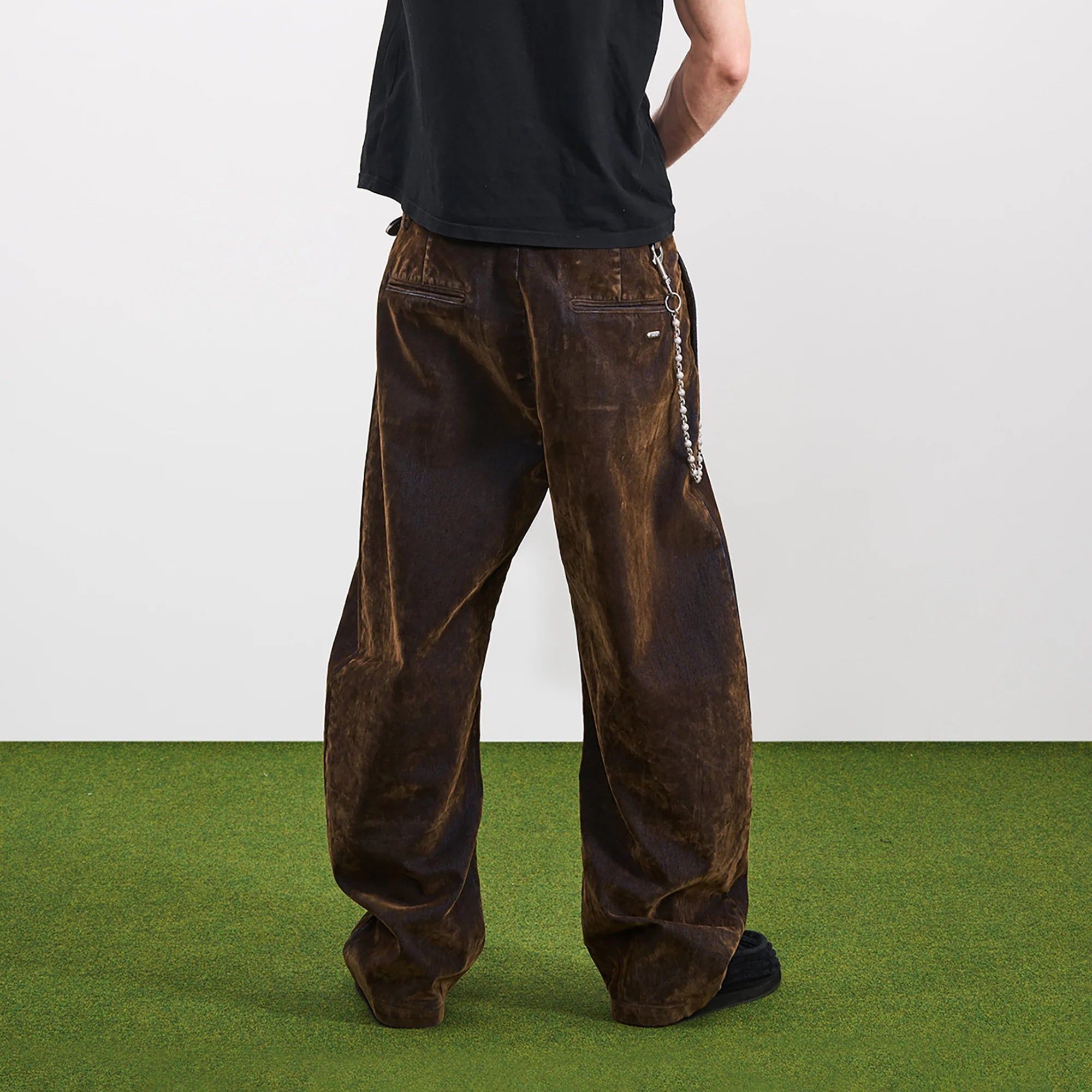 PMW Retro Flocked Washed Denim Pants