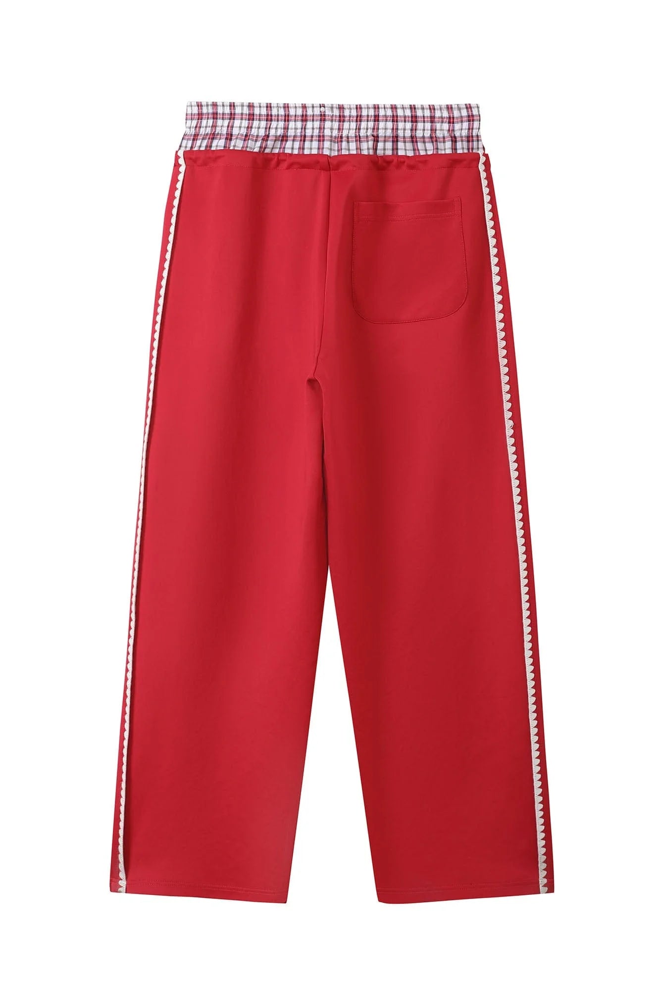 DONSMOKE Plaid Double-Waist Contrast Webbing Sweatpants