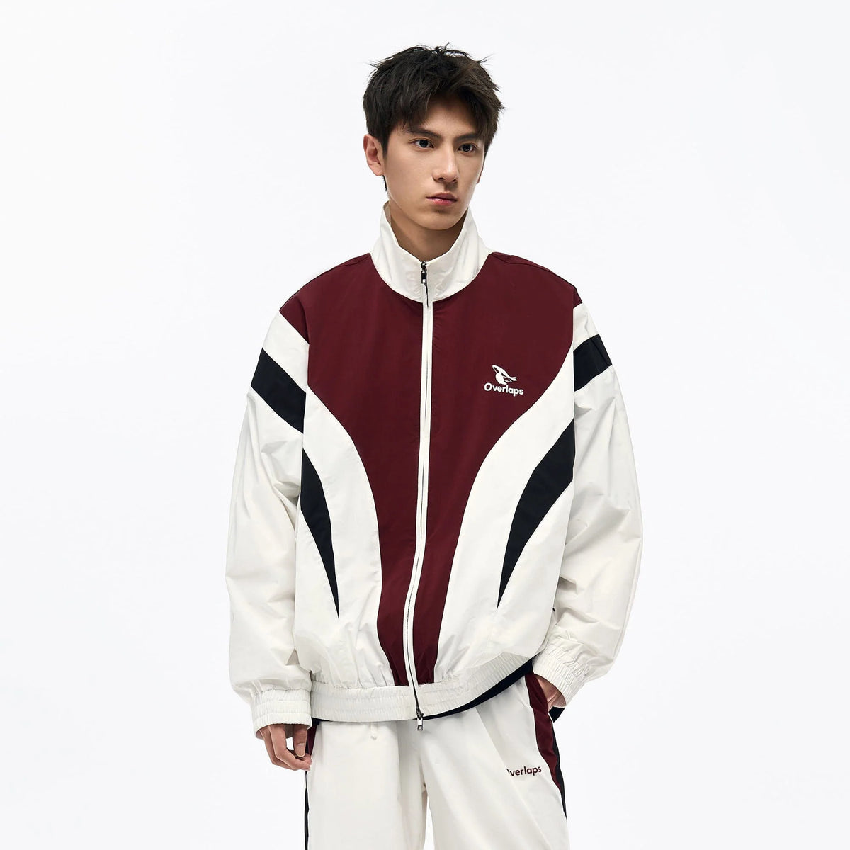 OVERLAPS Retro Contrast Spliced Track Jacket