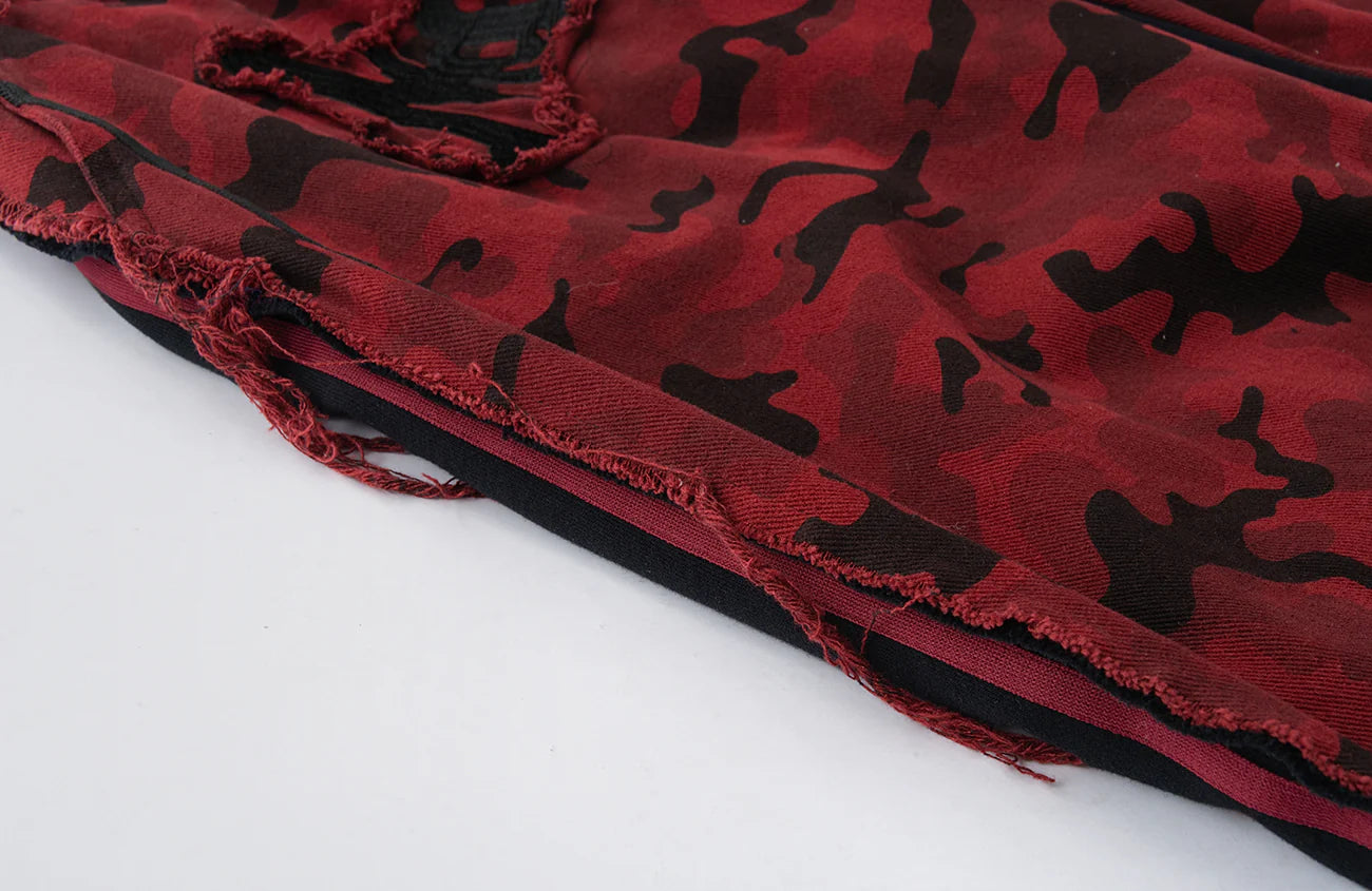MOGONGSHE Camo Contrast Panel Double-Waist Oversized Sweatpants