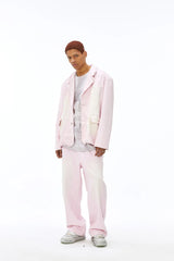 VANN VALRENCE Washed Beaded Frayed Denim Jacket