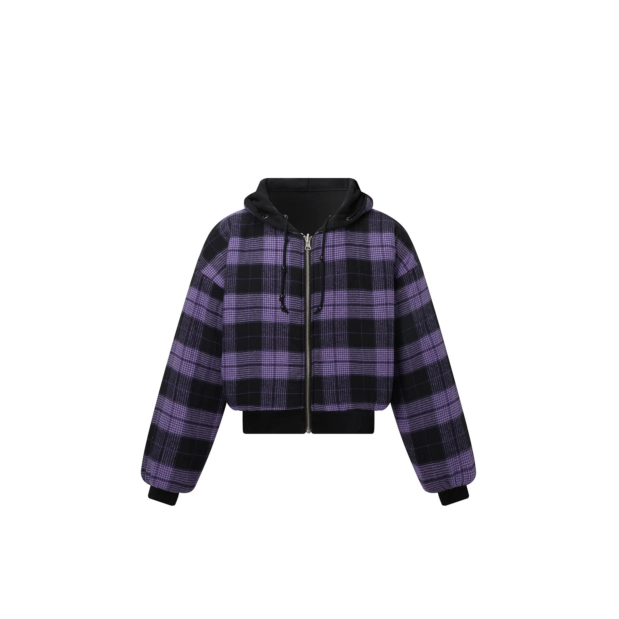 RECOVER ZONE Reversible Check & Solid Hoodie Jacket